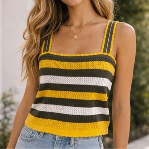 Cropped Yellow Green White Tank Top Size Medium